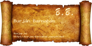 Burján Barnabás névjegykártya